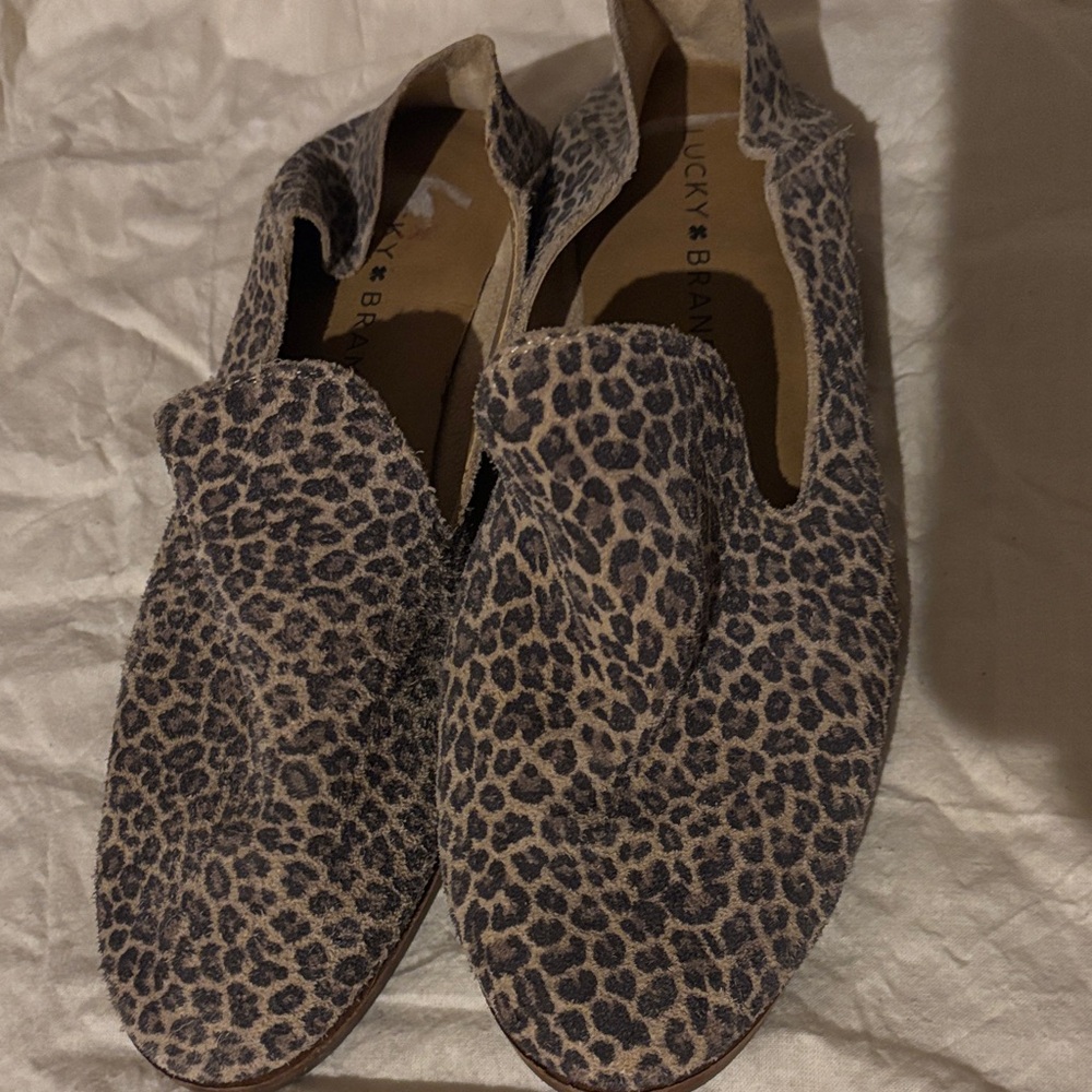 Lucky Brand Leopard Print Slip-On Loafers - Taupe and Black